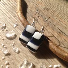 Retro Geometric Fused Glass Sterling Silver Earrings