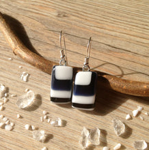 Retro Geometric Fused Glass Sterling Silver Earrings