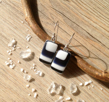 Retro Geometric Fused Glass Sterling Silver Earrings
