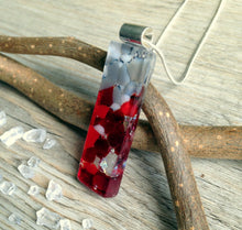 Ruby Long Pendant Fused Glass Necklace