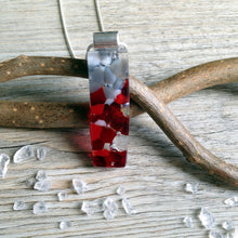 Ruby Long Pendant Fused Glass Necklace