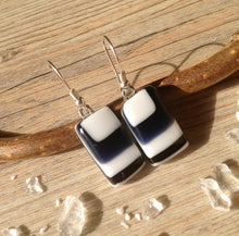 Retro Geometric Fused Glass Sterling Silver Earrings