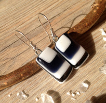 Retro Geometric Fused Glass Sterling Silver Earrings