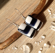 Retro Geometric Fused Glass Sterling Silver Earrings