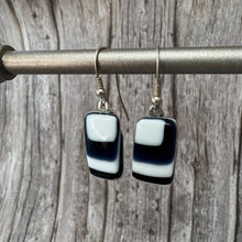 Retro Geometric Fused Glass Sterling Silver Earrings