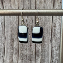 Retro Geometric Fused Glass Sterling Silver Earrings