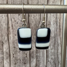 Retro Geometric Fused Glass Sterling Silver Earrings