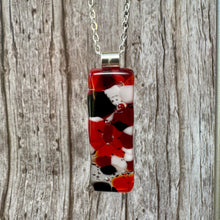 Long Pendant Orange and Black Silver Necklace