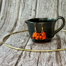 Bright Orange Earrings Sterling Silver Fused Glass Earrings