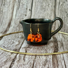Bright Orange Earrings Sterling Silver Fused Glass Earrings