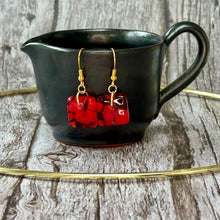 Love Red Earrings Sterling Silver Fused Glass Earrings
