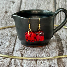 Love Red Earrings Sterling Silver Fused Glass Earrings