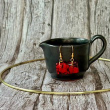 Love Red Earrings Sterling Silver Fused Glass Earrings
