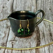 Nature Green Earrings Sterling Silver Fused Glass Earrings
