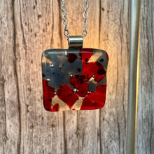 Ruby Red and Dark Grey Fused Glass Necklace