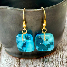 Fresh Turquoise Earrings Sterling Silver Fused Glass Earrings