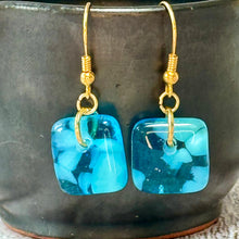 Fresh Turquoise Earrings Sterling Silver Fused Glass Earrings