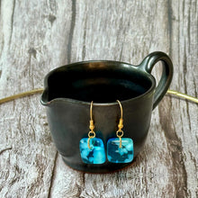 Fresh Turquoise Earrings Sterling Silver Fused Glass Earrings