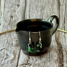 Warm Green and Purple Earrings Sterling Silver Fused Glass Earrings
