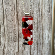 Long Pendant Orange and Black Silver Necklace