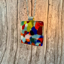 Confetti Square Necklace / Fused Glass Jewellery