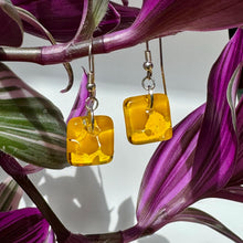 Sunshine Yellow Earrings Sterling Silver Fused Glass Earrings