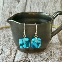 Fresh Turquoise Earrings Sterling Silver Fused Glass Earrings