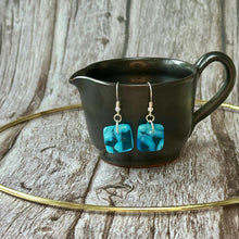 Fresh Turquoise Earrings Sterling Silver Fused Glass Earrings
