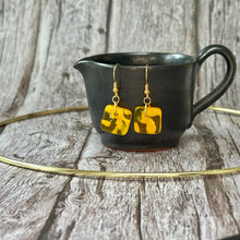 Sunshine Yellow Earrings Sterling Silver Fused Glass Earrings