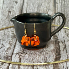 Bright Orange Earrings Sterling Silver Fused Glass Earrings