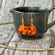Bright Orange Earrings Sterling Silver Fused Glass Earrings