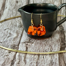 Bright Orange Earrings Sterling Silver Fused Glass Earrings