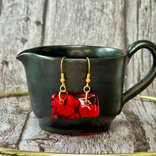 Love Red Earrings Sterling Silver Fused Glass Earrings