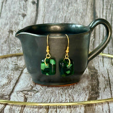 Nature Green Earrings Sterling Silver Fused Glass Earrings