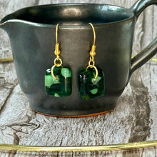 Nature Green Earrings Sterling Silver Fused Glass Earrings