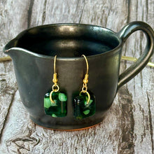 Nature Green Earrings Sterling Silver Fused Glass Earrings
