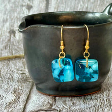 Fresh Turquoise Earrings Sterling Silver Fused Glass Earrings