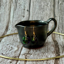 Warm Green and Purple Earrings Sterling Silver Fused Glass Earrings