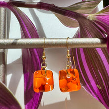 Bright Orange Earrings Sterling Silver Fused Glass Earrings