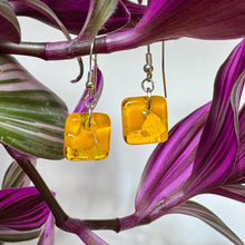 Sunshine Yellow Earrings Sterling Silver Fused Glass Earrings