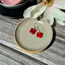 Love Red Earrings Sterling Silver Fused Glass Earrings