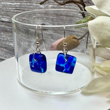 Cool Deep Cobalt Blue Earrings Sterling Silver Fused Glass Earrings