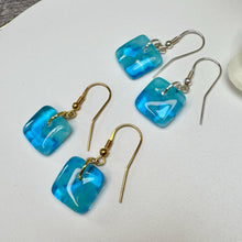 Fresh Turquoise Earrings Sterling Silver Fused Glass Earrings