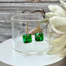 Nature Green Earrings Sterling Silver Fused Glass Earrings
