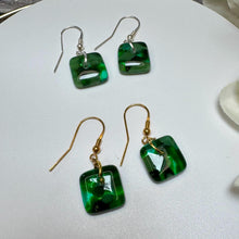 Nature Green Earrings Sterling Silver Fused Glass Earrings