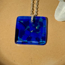 Blue Square Necklace / Sunshine Fused Glass Jewellery