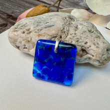Blue Square Necklace / Sunshine Fused Glass Jewellery