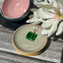 Green Square Necklace / Nature Fused Glass Jewellery