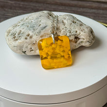 Yellow Square Necklace / Sunshine Fused Glass Jewellery