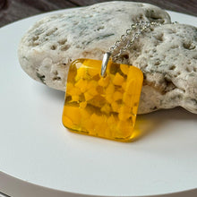 Yellow Square Necklace / Sunshine Fused Glass Jewellery
